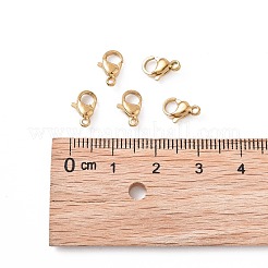 304ステンレススチール製ロブスタークロウ留め金  ゴールドカラー  9x6x3mm  穴：1.2mm&nbsp;STAS-T040-PJ212-9
