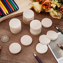 未完成の木製のフラットラウンドい切り抜き  ウッドクラフト用品  アンティークホワイト  39~40x8mm&nbsp;WOOD-WH0050-042B