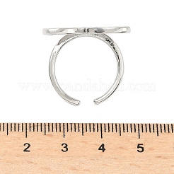 女性用ハート真鍮カフリング  カドミウムフリー＆鉛フリー  ラックめっき  プラチナ  20.5x23mm  内径：17.6mm&nbsp;RJEW-A069-09P