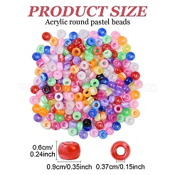 200PCSアクリルビーズ  ツートン  バレル  ミックスカラー  9x6mm  穴：3.7mm&nbsp;KY-YW0002-06F