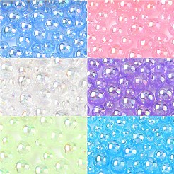 150個3スタイルの透明アクリルビーズ  ab色メッキ  ラウンド  コーンフラワーブルー  6~10mm  穴：1.8~2mm  50個/スタイル&nbsp;MACR-YW0003-96A