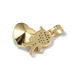 Real 18K Gold Plated Rack Plating Brass Micro Pave Clear Cubic Zirconia Pendants&nbsp;KK-C015-21G-09