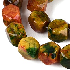 天然マルチカラー瑪瑙ビーズ連売り  ナゲット  染め＆加熱  ダークオレンジ  11~18x9~17x9~15mm  穴：0.9~1.5mm  約25個/連  13.58~14.37インチ（34.5~36.5cm）&nbsp;G-Q606-75