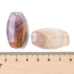 天然アメジストレースアゲートペンダント  バレルチャーム  35.5x20x8mm  穴：1.4mm&nbsp;G-A244-03