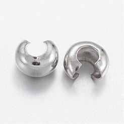 真鍮製つぶし玉カバーカシメ玉カバー  ニッケルフリー  プラチナカラー  サイズ：直径約3mm  穴：1.2~1.5mm&nbsp;KK-H289-NFN-NF