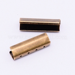 真鍮と鉄のリボンカシメエンドパーツ  圧着端のパーツ  アンティークブロンズ  19x4.5~5.5x5~5.5mm&nbsp;AJEW-WH0129-12AB