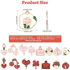 30Pcs 15 Styles Valentine's Day Theme Alloy Enamel Pendants&nbsp;ENAM-FS0004-22