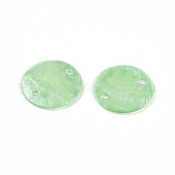 染色された天然カピス貝のディスクリンクコネクタチャーム  アクアマリン  15x0.5~1.5mm  穴：1.4~1.6mm&nbsp;SSHEL-WH0006-01A-6