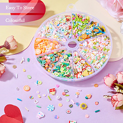 2800個10スタイルの手作りポリマー粘土カボション  プラスチック付き  混合図形  ミックスカラー  2.5~16x1~11x0.3~6mm  280個/スタイル&nbsp;CLAY-SW0001-02