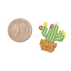 Glass Seed Beaded Cactus Pendants&nbsp;PALLOY-MZ00898-02