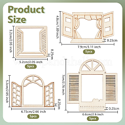 20Pcs 4 Styles Window Unfinished Wooden&nbsp;WOOD-OC0004-09