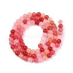 染め加工天然石ホワイトジェイドビーズ連売り  ツートン  ラウンド  レッド  4.5x4~4.5mm  穴：0.8mm  約90~91個/連  14.76~14.92''（37.5~37.9センチメートル）&nbsp;G-T140-4mm-A12