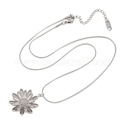 304 Stainless Steel Flower Pendant Round Snake Chain Necklaces for Women&nbsp;NJEW-G188-02P