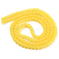 焼き絵用塗料、模造翡翠ガラス、丸ビーズの連  きいろ  6.5mm  穴：1.5mm  約135~140個/連  31.8インチ&nbsp;DGLA-Q021-6mm-24