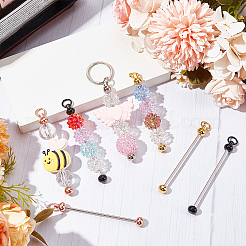 20 個 5 色の鉄の棒ビーズキーホルダージュエリーメイキング diy 工芸品  ミックスカラー  7.8cm  4個/カラー&nbsp;KEYC-SC0001-11