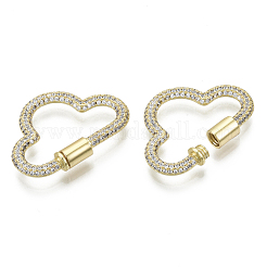 Brass Micro Pave Cubic Zirconia Screw Carabiner Lock Charms&nbsp;ZIRC-N039-006A-NF