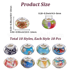 100Pcs 10 Colors Resin European Beads&nbsp;RPDL-PA0001-01