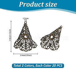 真鍮の細工ビーズキャップ  花  ミックスカラー  29x24mm  穴：1.2mm  20個/カラー  2色/セット&nbsp;KK-PH0034-61