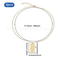 ステンレススチールエンボス加工長方形タグペンダントネックレス4個  ゴールドカラー  17.72インチ（45cm）&nbsp;NJEW-CO0001-02G