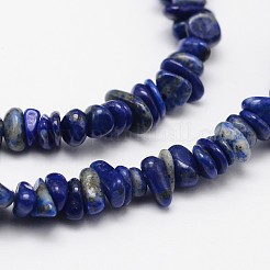 チップの天然ラピスラズリのビーズ連売り  3~8x3~12x3~5mm  穴：1mm  約32インチ&nbsp;X-G-N0164-46
