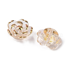 プラスチックビーズ  花  ゴールドライン入り  透明  18.5x7mm  穴：1.6mm  約511個/500g&nbsp;KY-G032-05F