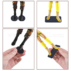100個 2スタイル PC プラスチックアクションフィギュアディスプレイ台座  フラットラウンド矩形  ブラック  3.3x6.55x0.58cmと3.15x0.58cm  1個/スタイル&nbsp;ODIS-NB0001-66B