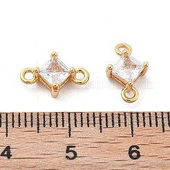 Brass Clear Cubic Zirconia Connector Charms&nbsp;KK-G516-09G
