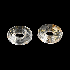 透明ガラス欧州ビーズ  大穴ビーズ  ドーナツ  ゴールド  10x3mm  穴：3.0~4.3mm&nbsp;GLAA-D009-01H