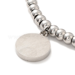 304 Stainless Steel Roman Numeral Flat Round Charm Bracelet with Enamel&nbsp;BJEW-B057-11P