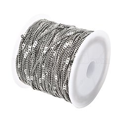 304ステンレススチールカーブチェーン  ハンダ付け  スプールで  ステンレス鋼色  リンク：2x1x0.1ミリと7x2x0.1mm  約65.62フィート（20m）/ロール&nbsp;CHS-L033-02P