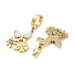 Left and Right Butterfly 304 Stainless Steel Shell Dangle Earrings&nbsp;EJEW-L283-067G