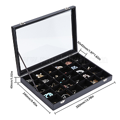 30-Slot Rectangle PU Leather Jewelry Presentation Boxes&nbsp;VBOX-WH0003-18