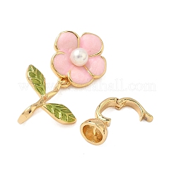 花柄真鍮エナメル折りたたみ留め具  ニッケルフリー  淡水パールと  18KGP本金メッキ  41.5mm&nbsp;LS-KK-S531-33G-B