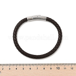 イオンプレーティング（IP）編み込みレザーコードブレスレット（男性用）  316サージカルステンレススチールの研磨されたバックル付き  ミックスカラー  8-1/8インチ（20.5cm）&nbsp;BJEW-Z081-09