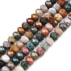 天然オーシャンアゲート/オーシャンジャスパービーズ連売り  ロンデル  多面カット  7.5~8.5x4.8~6mm  穴：1mm  約68~76個/連  14.96~15.35''（38~39センチメートル）&nbsp;G-C259-A32-5x8mm
