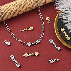 8Pcs 2 Colors Brass Micro Pave Clear Cubic Zirconia Fold Over Clasps&nbsp;KK-CJ0005-92