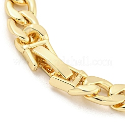 Brass Micro Pave Clear Cubic Zirconia Oval Link Chain Bracelets for Women&nbsp;BJEW-R315-01A-G