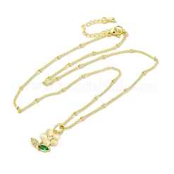 Brass Micro Pave Cubic Zirconia Pendant Necklaces for Women&nbsp;NJEW-E106-21G