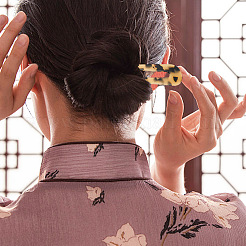 12色のアクリルヘアフォーク12個  女性の女の子のために  ミックスカラー  118x26.5x3mm  1pc /カラー&nbsp;AJEW-GO0001-58
