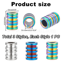 3Pcs 3 Style Titanium Alloy European Beads&nbsp;FIND-UN0002-91