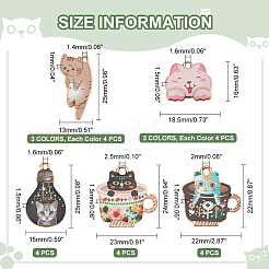 36個9スタイルアロイペンダント  エナメル  猫  ミックスカラー  16~25x13~23x1~1.5mm  穴：1.4~2.5mm  4個/スタイル&nbsp;FIND-NB0003-27