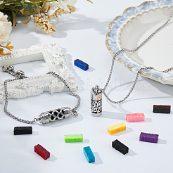 Stainless Steel Box Chain Hollow Column Perfume Bottle Pendant Necklaces & Slider Bracelets Sets&nbsp;SJEW-FH0001-05