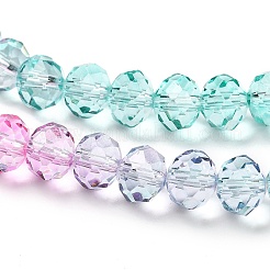 透明塗装ガラスビーズ連売り  多面カット  ロンデル  カラフル  6x5mm  穴：1mm  約80~85個/連  38~40cm&nbsp;DGLA-A034-T6mm-A10