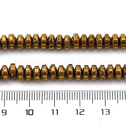 電気メッキされた天然溶岩岩ビーズ連売り  ディスク  黄金メッキ  6~6.5x3~3.5mm  穴：1.2mm  約124個/連  15.75''（40センチメートル）&nbsp;G-A256-E01-01F