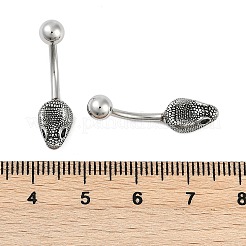 Snake Head 316 Surgical Stainless Steel Cubic Zirconia Belly Button Rings&nbsp;EJEW-G416-16AS-02