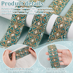Ethnic Embroidered Polyester Sequins Trim Ribbon&nbsp;OCOR-WH0070-136A