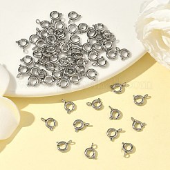 変色しない316ステンレススチール製スプリングリング留め具  ステンレス鋼色  8x6x3mm  穴：1.4mm&nbsp;STAS-B072-08P-01