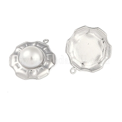 304ステンレスペンダント  アブソリュートプラスチック模造パール  ステンレス鋼色  フラットラウンド  21.5x18x7mm  穴：1.2mm&nbsp;STAS-Z070-02P-01