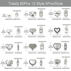 60Pcs 12 Styles Tibetan Style Alloy Beads&nbsp;FIND-CJ0002-28B