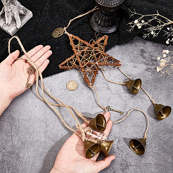 2Pcs 2 Styles Rattan & Iron Witch Bells Wind Chimes Door Hanging Pendant Decoration&nbsp;WICR-CN0001-01